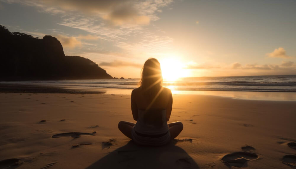 mindfulness en la orilla de la playa