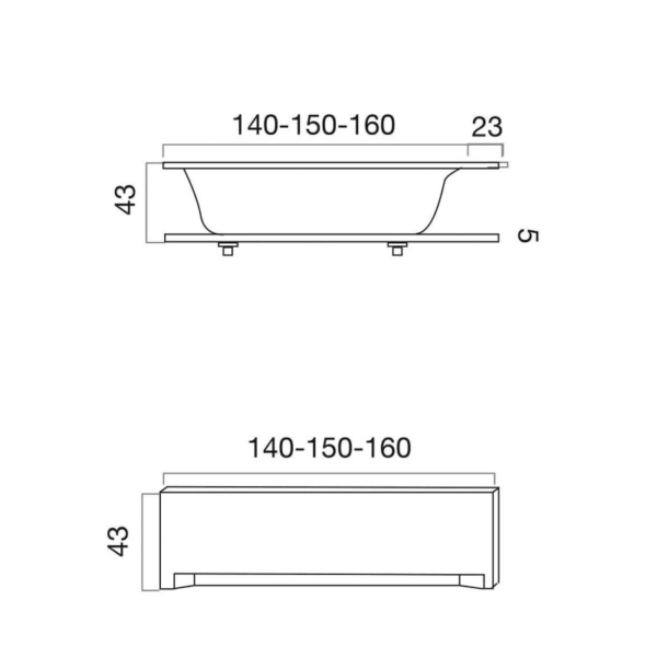 Bañeras encastradas Ayora 1 Hidronatur croquis 2