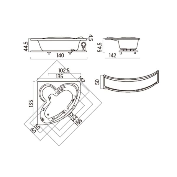 Bañeras encastrada Imperial Hidronatur croquis 2