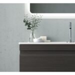 Conjunto mueble de baño con lavabo sobre encimera de microtec Natalia Avila Dos detalle 1