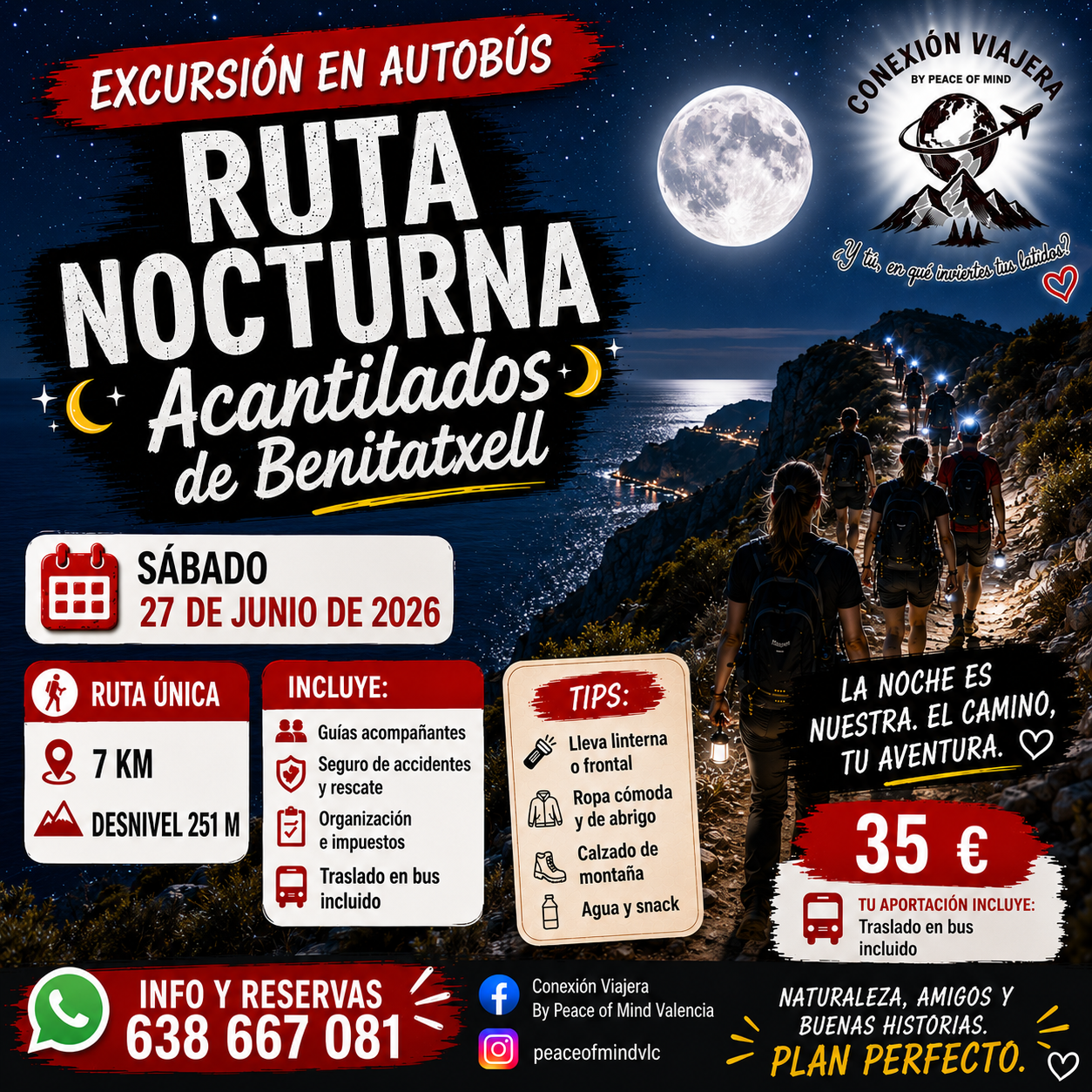ruta nocturna acantilados Benitatxell