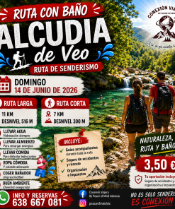 RESERVA SENDERISMO ALCUDIA DE VEO JUNIO 2026